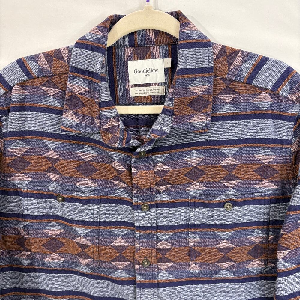 Goodfellow & Co Mens Size L Standard Fit Shirt Casual Button Up Southwest - Picture 3 of 11